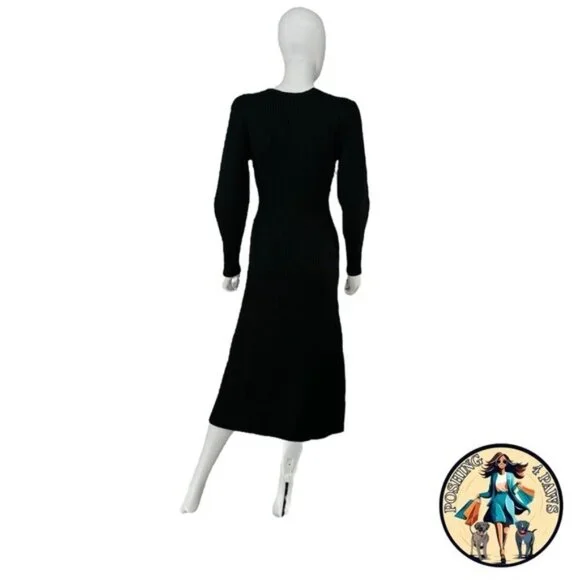 Hyacinth House NEW Black Brigid Knit Long Sleeve Midi Sweater Dress Size M - Picture 6 of 8